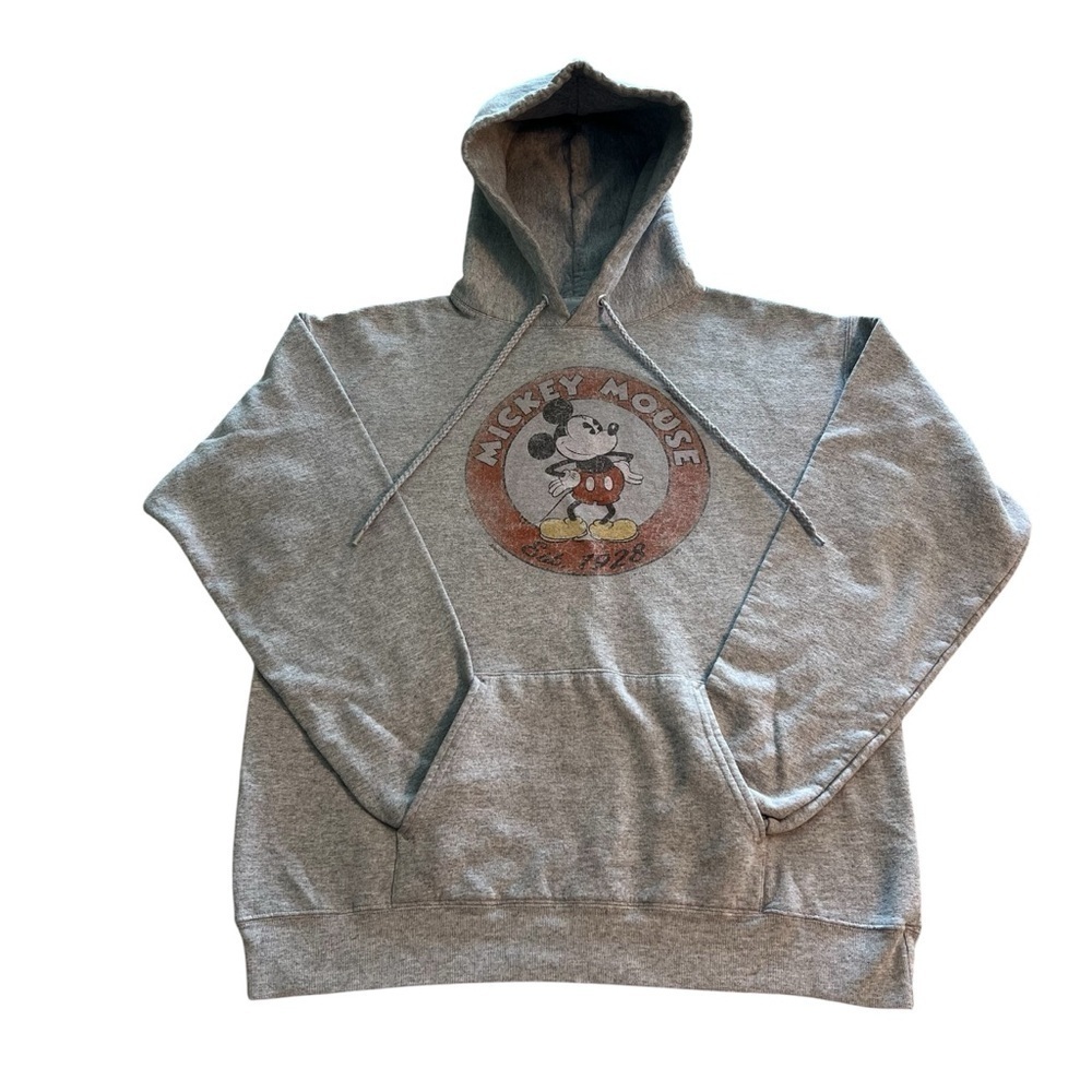 Disney Mickey Mouse Hoodie Sweatshirt Gray Size Medium
